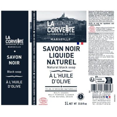 Savon noir La Corvette Savonnerie du midi liquide  l'huile d'olive 1L