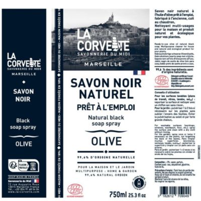 Savon noir La Corvette Savonnerie du midi liquide à l’huile d’olive en spray 750ml