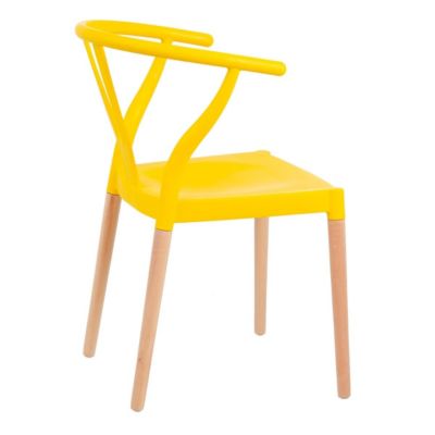 SCANDO - Lot de 2 Chaises Polypropylène Jaune Pied Bois
