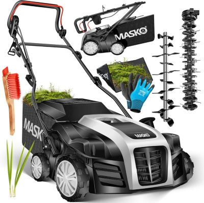 Scarificateur électrique 2 en 1 1800 W, 40 cm, bac 55L, rouleau aérateur + démousseur, profondeur réglable
