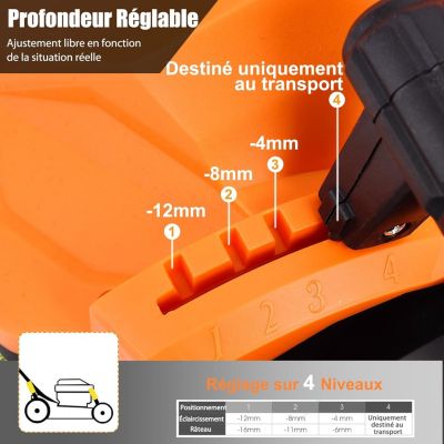 Scarificateur Électrique 2 en 1-30L Sac de Collecte-Aérateur de Pelouse-Hauteur Réglable à 4 Niveaux-Poignée Pliable Orange