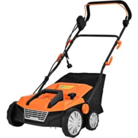 Scarificateur Électrique 2 en 1-45L Sac de Collecte-Aérateur de Pelouse-Hauteur Réglable à 5 Niveaux-Poignée Pliable Orange