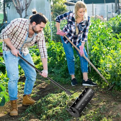Scarificateur Manuel avec 27 Dents, avec Tambour Lesté, pour Gazon et Pelouse, Poignée Longue Confortable et Antidérapante