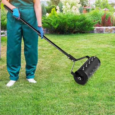 Scarificateur Manuel avec 27 Dents, avec Tambour Lesté, pour Gazon et Pelouse, Poignée Longue Confortable et Antidérapante