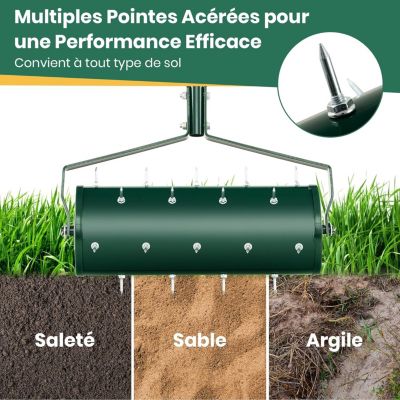 Scarificateur Manuel avec 27 Dents-Scarificateur à Main avec Tambour Lesté-Aérateur Métallique pour Gazo/Pelouse