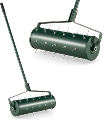 Scarificateur Manuel avec 33 Dents, avec Tambour Lesté,Métallique pour Gazon et Pelouse,Poignée Longue et Antidérapante(33 Dents)
