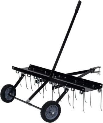 Scarificateur Tracté 100 cm pour Tondeuse Autoportée et Tracteur de Pelouse avec Râteau à Dents Métalliques Robustes