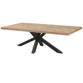 SCARLET - Table 230cm Aspect Bois Scarlet Oak Piètement Etoile Métal Noir