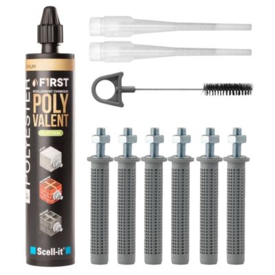 SCELL IT Kit Scellement Chimique FIRST300 300ml Ton béton avec 6 Tamis — free download