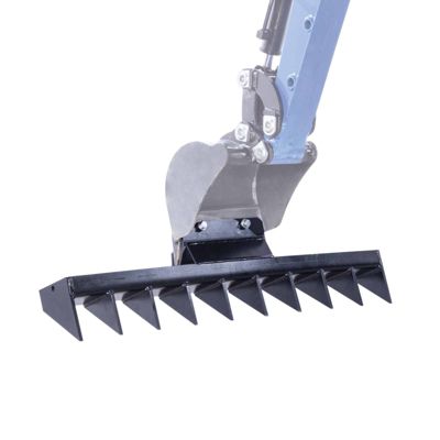 Scheppach Godet râteau compatible mini pelle EXC815 et SY-MB815 - largeur de travail 100 cm - 10 griffes