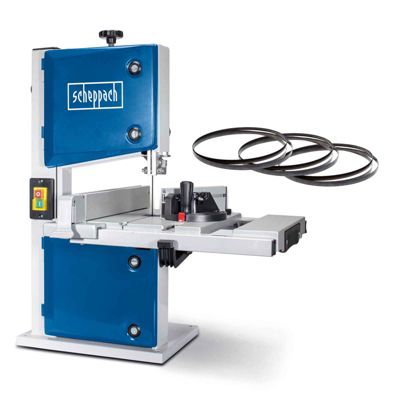 Scheppach Scie à ruban HBS30X - 350W - hauteur/largeur de passage 80/200 mm - table de travail 300 x 300 mm - inclinable