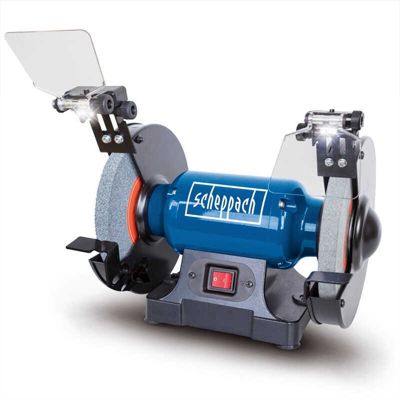Scheppach Touret Mixte 500W - SM200L - meules en grain 36 et 60 de 200mm - LED - Bâti en fonte grise - Travaux multiples