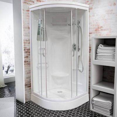 Schulte cabine de douche intégrale  - 92x92x216 cm - arrondie - verre 4 mm - cabine de douche complète - blanc - Helgoland III