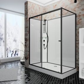 Schulte cabine de douche intégrale complète - porte coulissante - verre 5 mm - 120x90cm -paroi à droite - ouverture vers la gauche