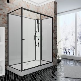 Schulte cabine de douche intégrale complète - porte coulissante - verre 5mm - 120x80cm- paroi à gauche - ouverture vers la droite