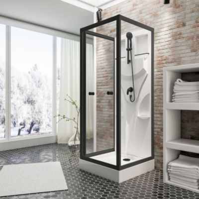 Schulte cabine de douche intégrale Juist - 80x80x190 cm - Portes coulissantes  - Noir - Verre transparent