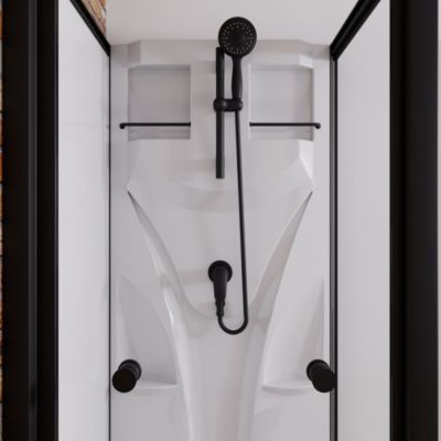 Schulte cabine de douche intégrale Juist - 80x80x190 cm - Portes coulissantes  - Noir - Verre transparent
