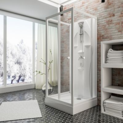 Schulte cabine de douche intégrale Juist - 90x90x210 cm - portes coulissantes - blanc -  verre transparent