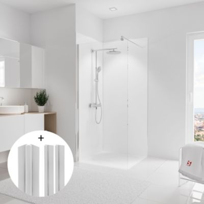Schulte pack de 2 panneaux muraux 90x255 cm + 3 profilés blanc- DécoDesign COULEUR - Blanc