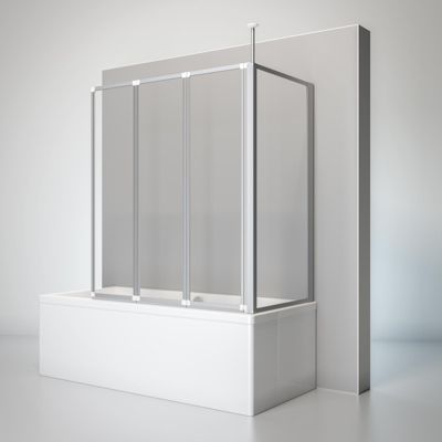 Schulte Pare-baignoire 129x140x70 cm - 3 Parois en verre de sécurité + Paroi latérale fixe - Écran pliant - Aluminium