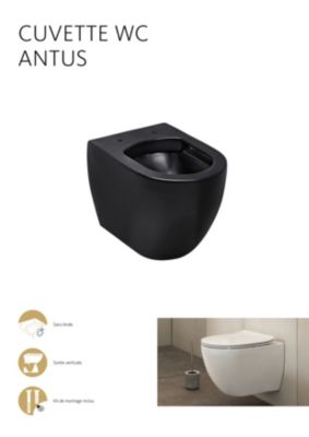 Schulte WC suspendu ANTUS - Cuvette sans rebord, céramique noire ...