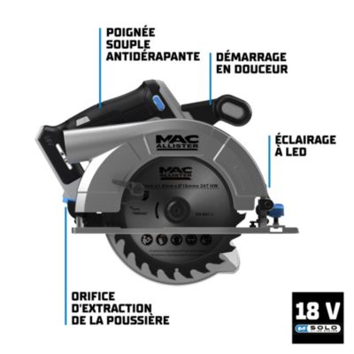 Scie circulaire sans fil, 165mm 18V, Mac Allister Solo MCI1408CSW
