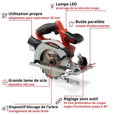 Scie circulaire sans fil Einhell TE-CS 18/165-1 LI (sans batterie)