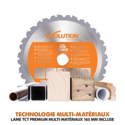 Scie Circulaire Sans Fil Evolution R165CCS-Li 165 Mm - Coupe Multi-matériaux (bois, Métal, Plastique) | Batterie EXT Incluse, Garantie 3 Ans