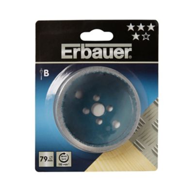 Scie cloche sans foret pilote Erbauer HLE77755 pour multi-matériaux Ø.79 mm