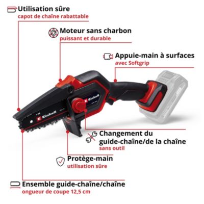Scie de jardin sans fil sur batterie 18V Einhell GE-PS 18/15 Li BL-Solo (vendue sans batterie ni chargeur)