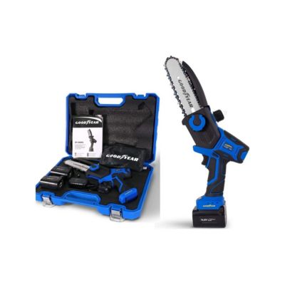 Scie elagage sans fil 16,8V 2 batteries lithium 4Ah Chargeur et kit d'outils inclus Mini Tronçonneuse GOODYEAR