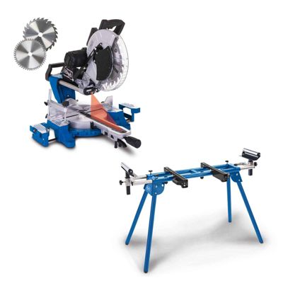 Scie à onglet radiale HM140L + support UMF1600 Scheppach - 2000W - largeur de coupe 330 mm - hauteur de coupe 105 mm - lame 305 mm