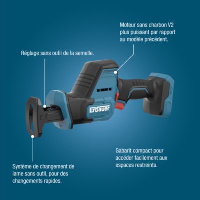 Scie sabre compacte sans fil Erbauer ERI1081CSW 18V ( sans batterie)