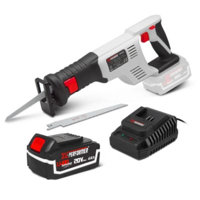 Scie sabre sans fil 20V avec batterie 4Ah et chargeur rapide - 2800 t/min - 2 lames