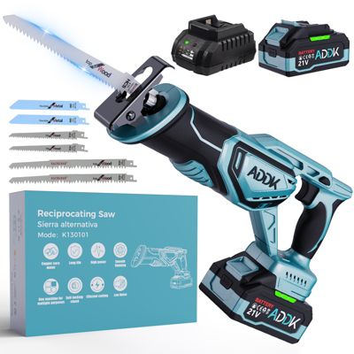 Scie Sabre Sans Fil 21V Avec 2 Batteries Et Chargeur - Scie Égoïne Electrique 8 Vitesses 4000SPM Pour Bois Et Métal