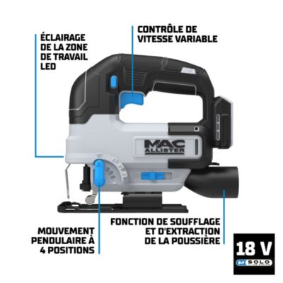 Scie sauteuse sans fil 18V Mac Allister Solo MCI1428JSW
