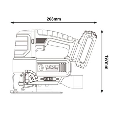 Scie sauteuse sans fil avec batterie 18 V - Pendulaire (4 niveaux) - vitesse 0-2700 rpm - Mac Allister MSJ18-Li