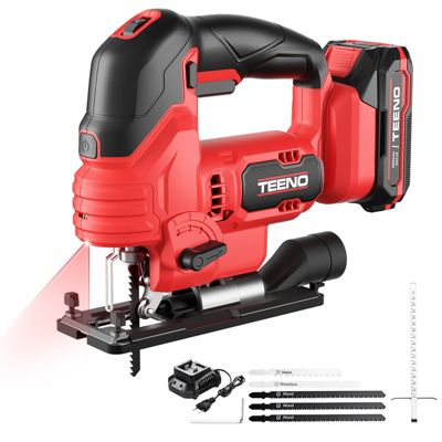 Scie Sauteuse Sans Fil pour Batterie 20 V,800-3000 SPM Scie Sauteuse Laser avec 5 lames