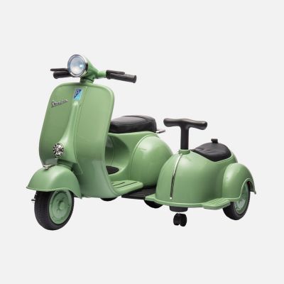 Scooter électrique enfant Vespa 12V vert. 1 place avec porteur