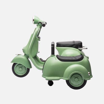 Scooter électrique enfant Vespa 12V vert. 1 place avec porteur