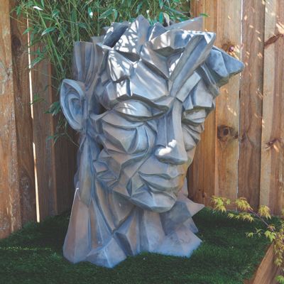 Sculpture de jardin visage Homme - style Cubique - Gris
