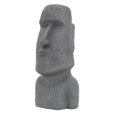Sculpture statue pierre moulée lave gris île de Pâques figurine déco jardin
