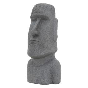 Sculpture statue pierre moulée lave gris île de Pâques figurine déco jardin