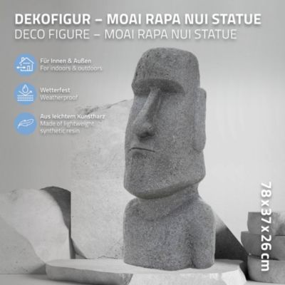 Sculpture statue pierre moulée lave gris île de Pâques figurine déco jardin