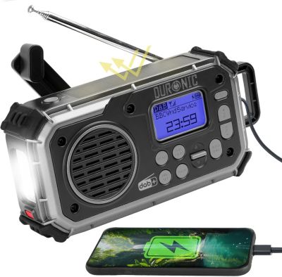 SDAB1 Radio portable DAB+ Solaire dynamo lampe torche alarme SOS batterie ou piles pour camping et urgences Duronic