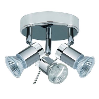 Searchlight Aries - Plafonnier de salle de bain réglable à 3 ampoules argent satiné, chrome IP44, GU10