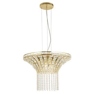 Searchlight Gemma Luminaire suspendu rond à 8 ampoules, laiton satiné, cristal transparent