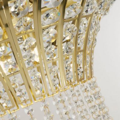 Searchlight Gemma Luminaire suspendu rond à 8 ampoules, laiton satiné, cristal transparent