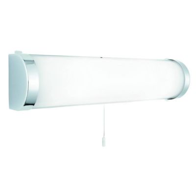 Searchlight Poplar - Miroir de salle de bain au-dessus de 2 ampoules chrome avec diffuseur en verre blanc IP44, E14