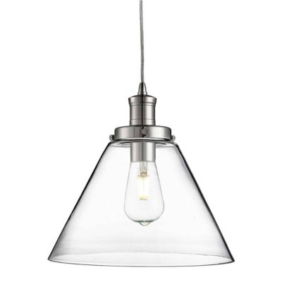 Searchlight Pyramid - Luminaire suspendu à 1 ampoule en dôme chromé avec abat-jour en verre transparent, E27